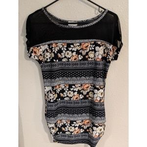 Floral mesh top